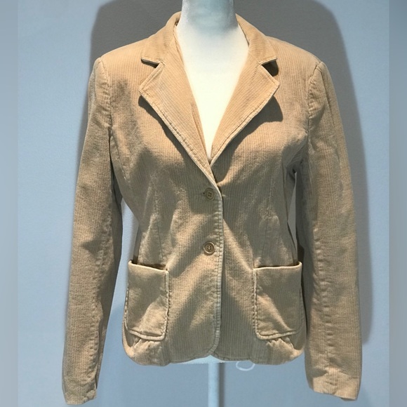 BCBG MAXAZRIA Lightweight Soft Corduroy Button Up Jacket Blazer Women Medium Tan - Picture 1 of 9